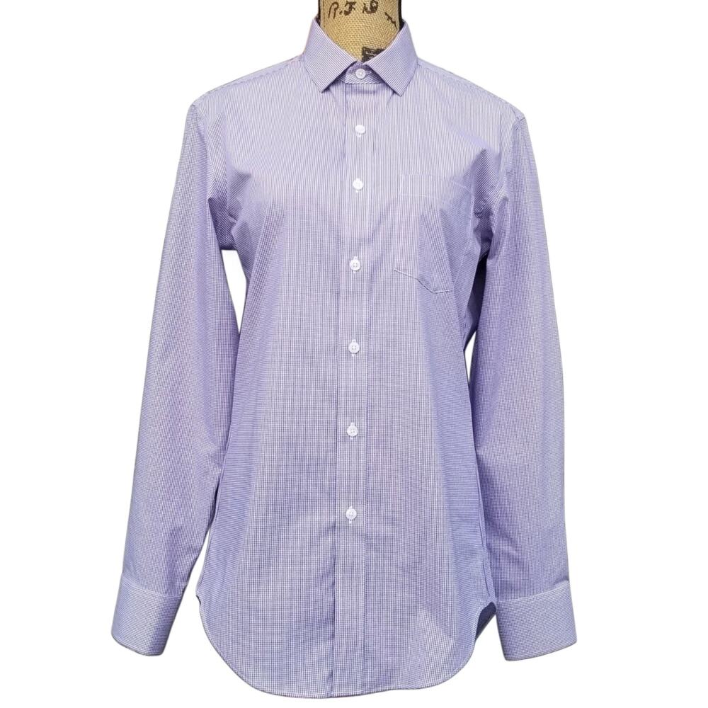 Purple Gingham Dress Shirt Wrinkle Free J Crew Factory Thompson Size S Stretch
